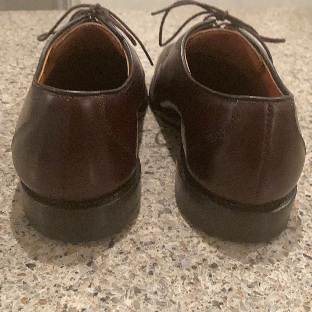Size 7.5 EEE Allen Edmonds Burton Blucher Shoes Brown Leather - Picture 9 of 11